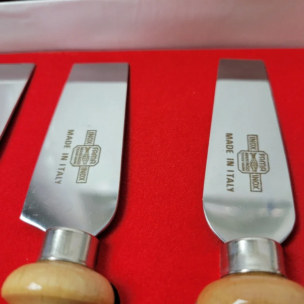 Fama Inox Williams Sonoma Italian Cheese Knife Set 5pc Wood Handle Maniago Italy